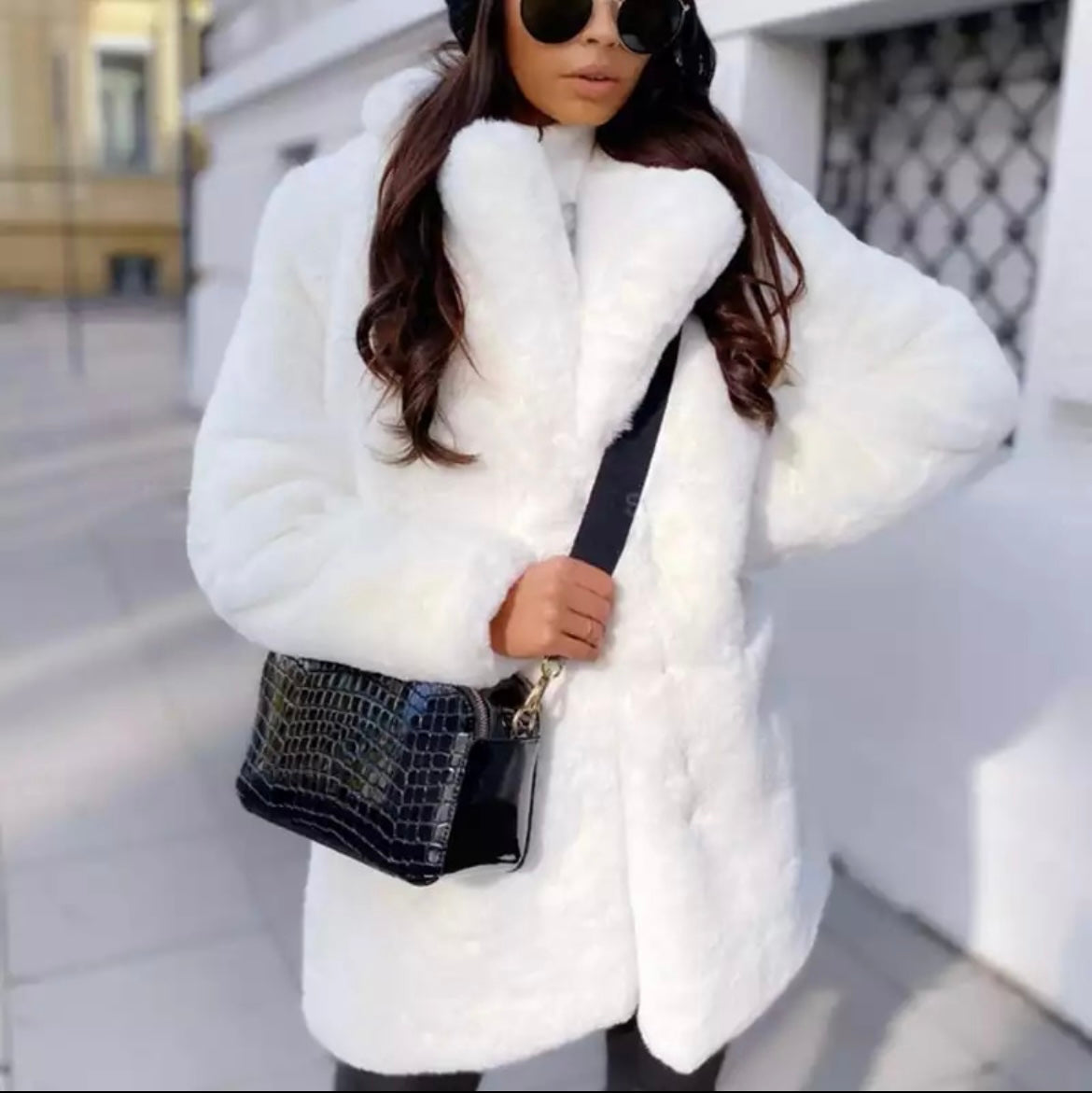Super Soft Black Faux Fur Mid Length Jacket
