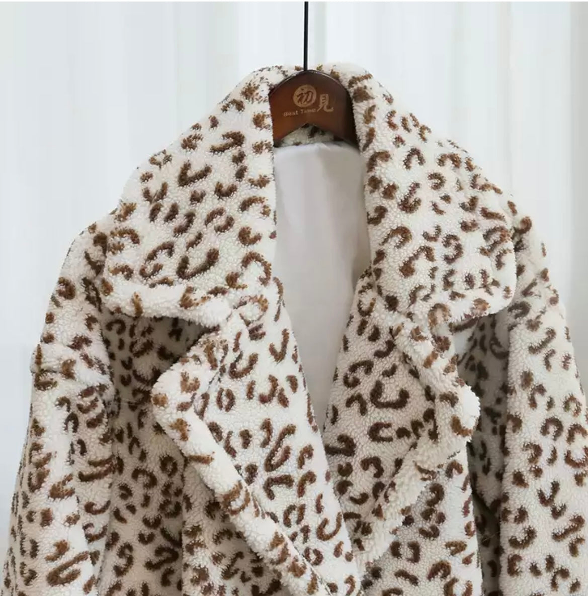 Gorgeous Teddy Bear Leopard Shearling Look Coat Free Shipping
