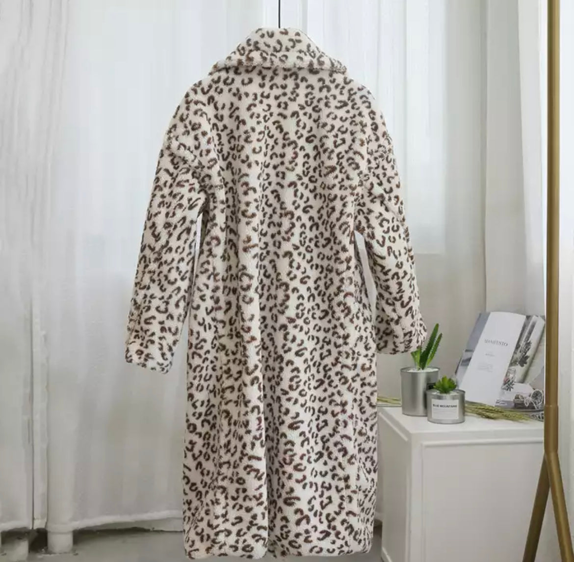 Gorgeous Teddy Bear Leopard Shearling Look Coat Free Shipping