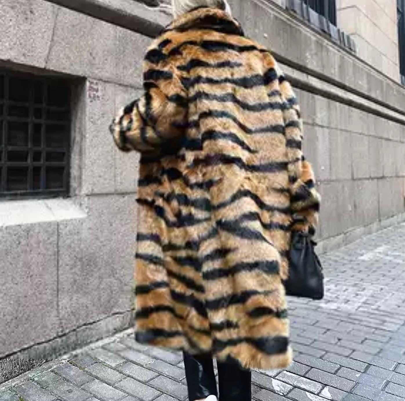 Tiger Print Faux Fur Coat Free Shipping