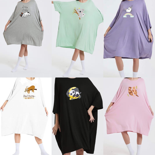 Breast Feeding Nursing Sleeping Oversized Tee Tshirt Maternity 2 Large Side Pockets