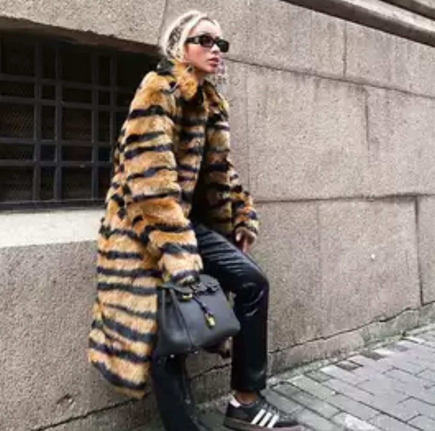 Tiger Print Faux Fur Coat Free Shipping