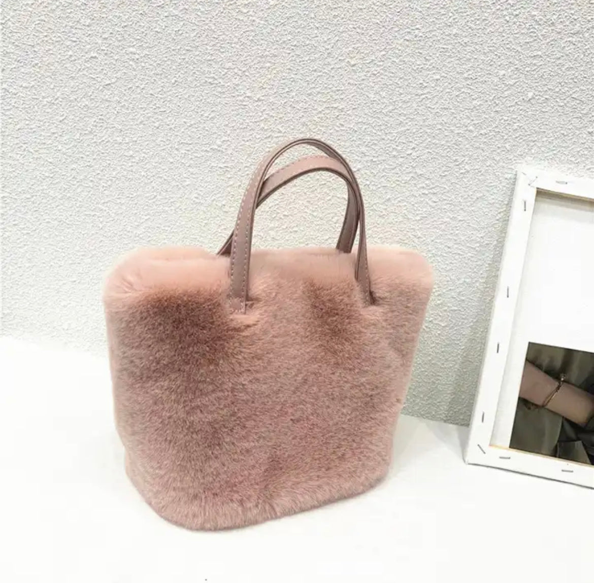 Luxe Faux Fur Handbag or Shoulder Bag Complete with gold chain