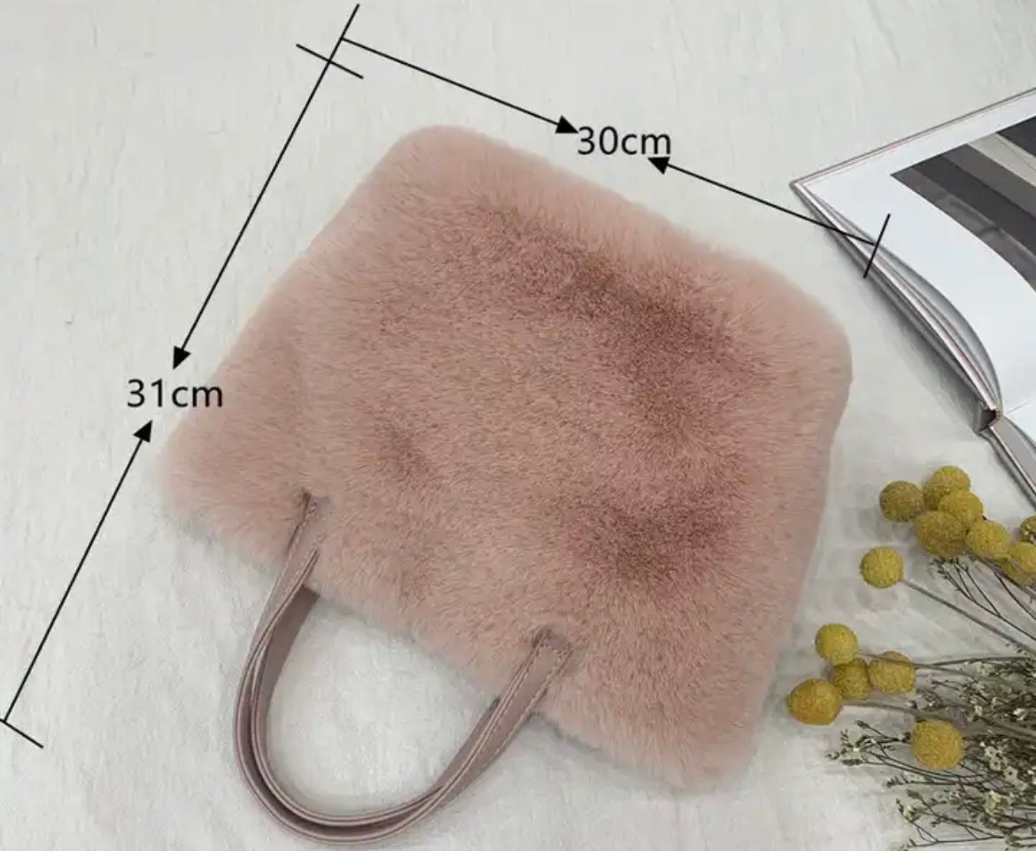 Luxe Faux Fur Handbag or Shoulder Bag Complete with gold chain