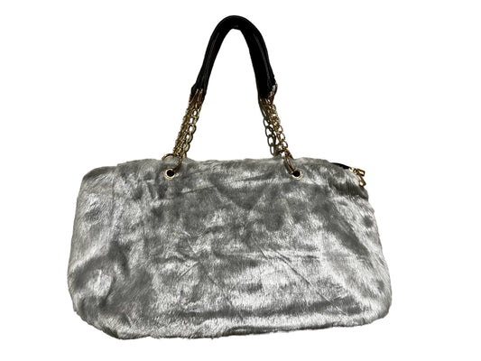 Gorgeous Leopard Tote Faux Fur Bag Gold Chain Faux Leather Handles Large